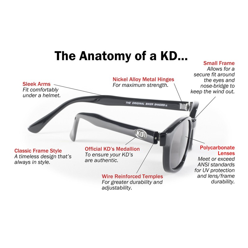 Pacific Coast Original KD's Biker Sunglasses (Black Frame/Green Lens)