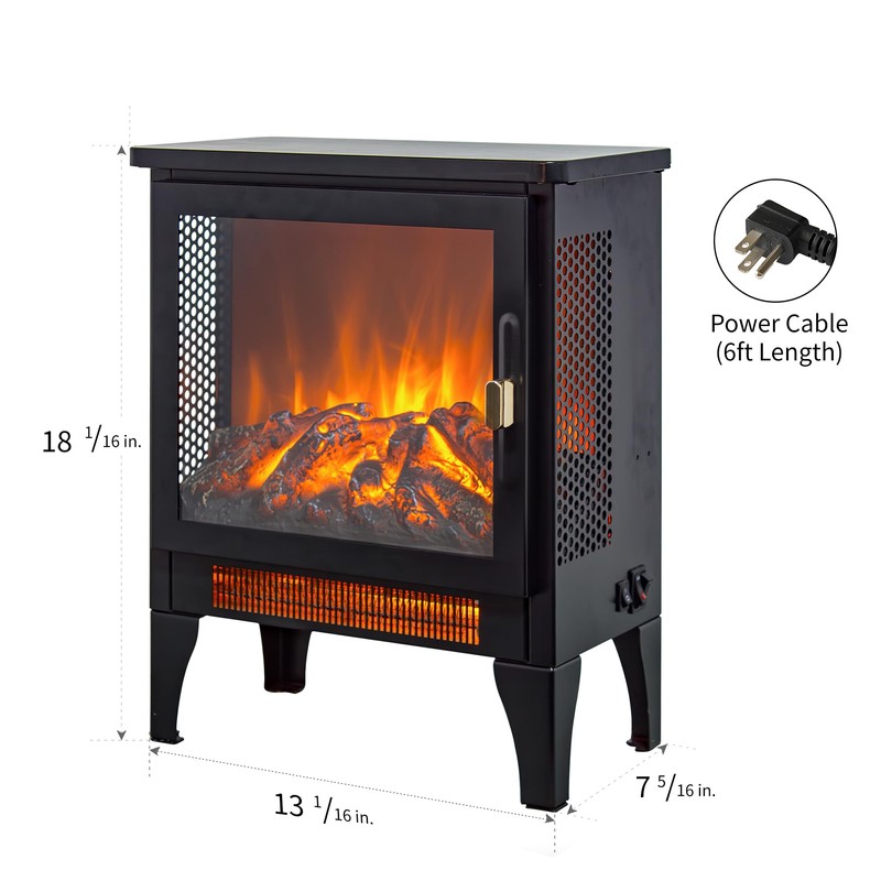 IInnoflame 17" Electric Fireplace Stove, Freestanding Fireplace Heater with Realistic