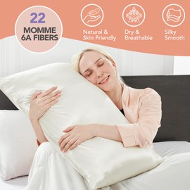 Deconovo 100% Pure Mulberry Silk Pillowcase for Hair and Skin, Premium Smooth Pillowcase With 22 Momme 6A High-Grade Fibers, Soft Standard Pillow Case with Envelope Closure, 1pc (20"x26", Ivory White)