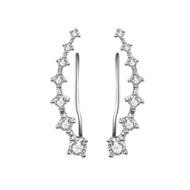 925 Sterling Silver Crawler Ear Cuffs 7 CZ Stones