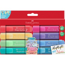 Faber-Castell 254626 Highlighter Set TL 46, Pack of 8, Pastel Colours, with Durable Chisel Tip, Line Width 1-5 mm