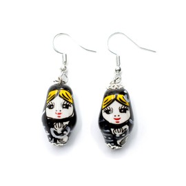 Miniblings Earrings Matryoshka Babushka Russian Doll Ceramic schwz Smock