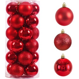 Mini Christmas Balls Ornaments Hanging Balls for Xmas Tree, Holiday, Wedding, Party (Red)