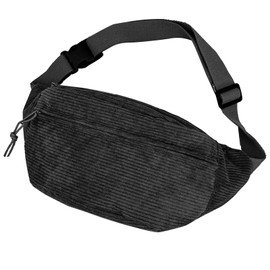 Women's Shoulder Bag, Cord Bum Bag for Men and Women, Cord Crossbody Bag, Bum Bag for Women, Small, Adjustable Bum Bags, Chest Bag for Outdoor Sports Travel, black, Minimal