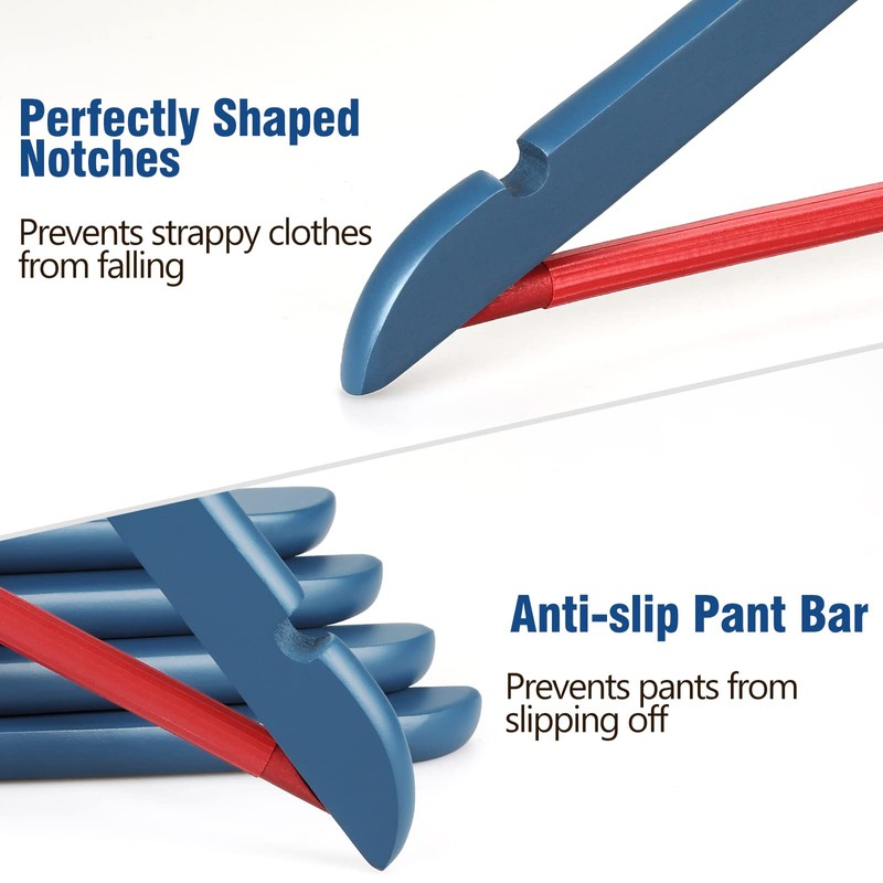 TOPIA HANGER Premium Wooden Hangers with Non-Slip Pant Bar, 360°Swivel
