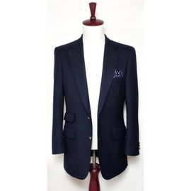 COXSWAIN CW-PC039 Pocket Square, British Silk, Small Pattern, Jacquard Weave, Navy, Made in Japan, Just Insert in Chest Pocket, navy