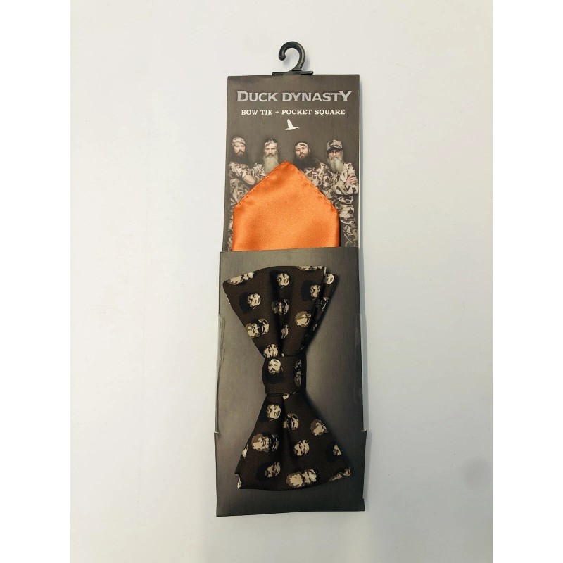 Duck Dynasty Bow Tie with Heads and Pocket Square Combo