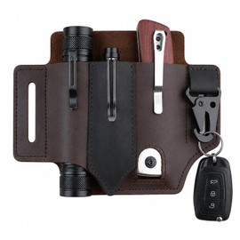 Zhula Leather Knife Sheath for Fixed Blade Knives - Vertical Holster for Belt Beigh (Khaki)