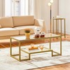 Yaheetech Gold Coffee Table, 42" Rectangular Glass Coffee Table for