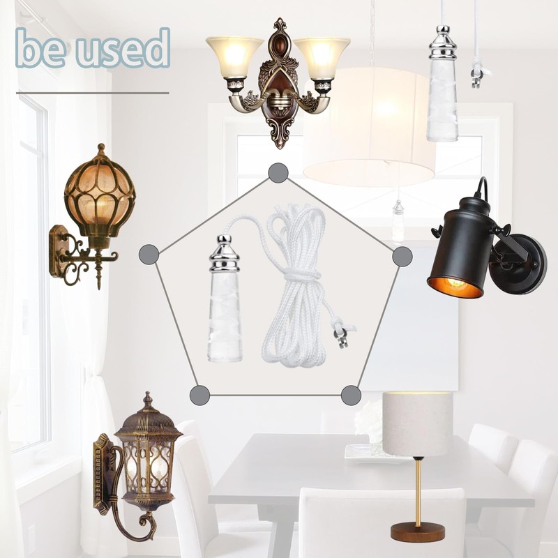 wodehaainiyibeizi 2Pcs 150cm Cord Connector for Bathroom Toilet Light Ceiling