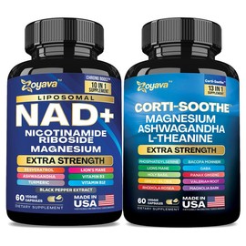 Youth & Soothe Bundle - Zoyava NAD+ & Corti-Soothe All-in-One Supplement Combo for Extra Skin Aging Support, Relaxation, & Overall Wellness - Made in USA:_2 Months Supply