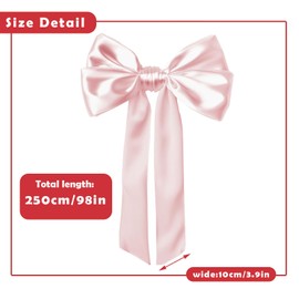 Women Wedding Satin Sash Belt 4'' Wide Double Side Chiffon Sash Bridal Waist Belts (Light Pink)