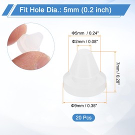 uxcell 20Pcs Snug Plugs, Rubber Hole Plugs Round Soft Flexible Stopper Fit 5mm (0.2 Inch) Hole Dia., Waterproof Silicone Plug for Round Holes Sealing Kitchen Furniture, Translucent