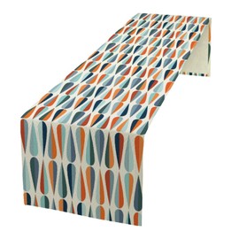Camino de mesa de mediados de siglo, formas geométricas retro de gota de cocina, para cena familiar, banquetes, fiestas y celebraciones, decoración moderna de mesa, 13 x 70 pulgadas
