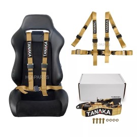 TANAKA 1X TANAKA UNIVERSAL DARK GOLD 4 POINT EZ RELEASE BUCKLE RACING SEAT BELT HARNESS