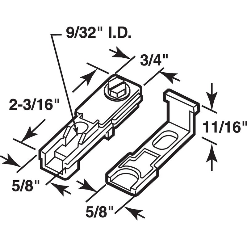 Primeline Tools Closet Door Top Pivot Bracket,3-3/4" L N 6710-1