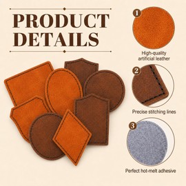 120 Pcs 8 Types Blank Leatherette Hat Patch with Adhesive, Laserable Engraving Faux Leather Patch, Leather Iron On Patches, Self-Adhesive Repair Patches, for Hat Cloth Fabric Repair Sewing DIY