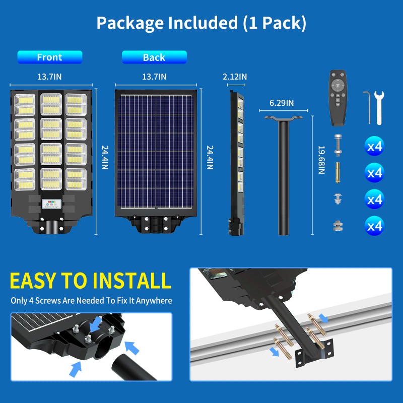 Solar Street Light Outdoor High Output LED Large Battery 20000mAh