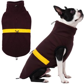 5 in 1 Dog Fleece Vest with Leash Hole, Cozy & Warm Sweater for Medium Dogs with 3 Adjustable Buckles, Pet Sweaters with Reflective Strips for Cocker Spaniel Boston Terrier, Male or Female(Brown, M)