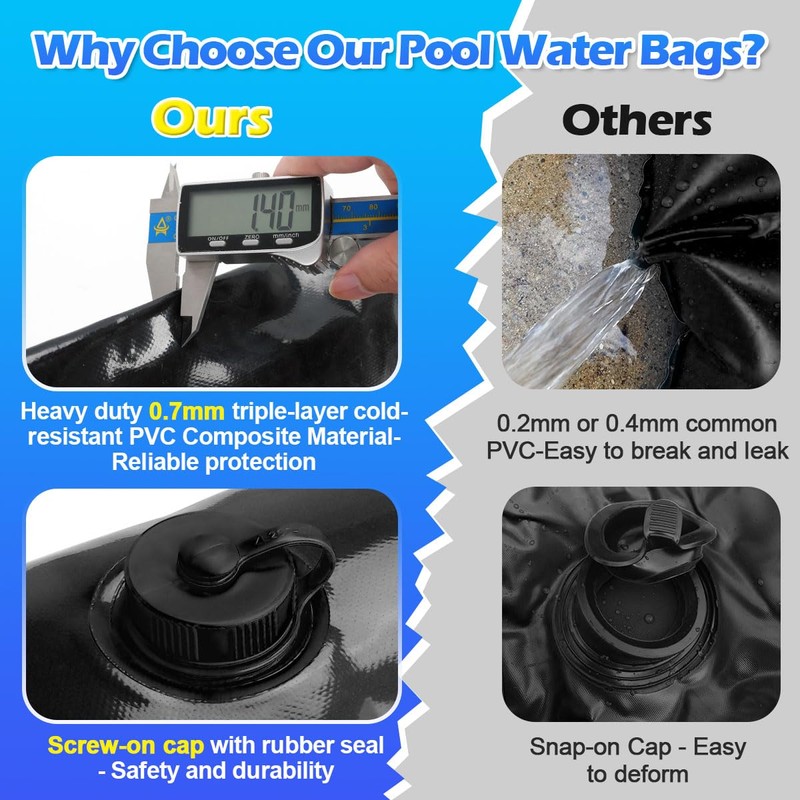 Camitlli Pool Cover Weights Inground 8FT Water Tubes Cold-Resistant 0.7mm