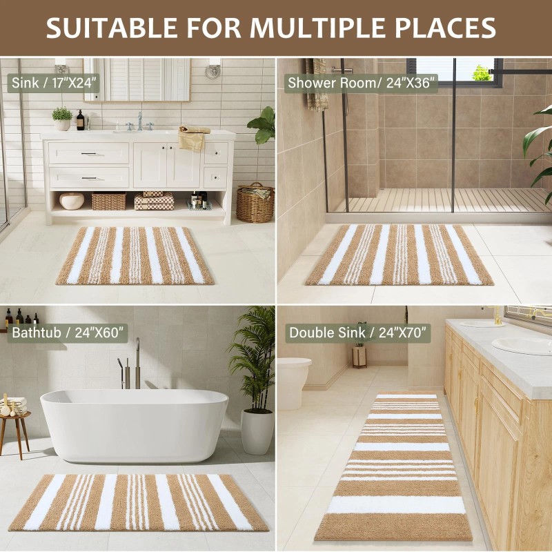 Lochas Bathroom Rugs 24"X17"Bath Non Slip Absorbent Washable Microfiber Mat