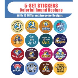 Creanoso Volleyball Lovers Stickers (5 Sets X 16 Designs) – Sticker Card for Kids – Awesome Stocking Stuffers Gifts for Boys & Girls – Classroom Home Rewards Enticements