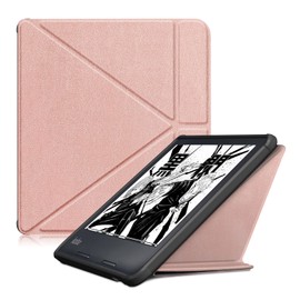 Smart Case for Kobo Libra Colour 7 Inch, Ratesell The Thinnest and Lightest Leather Smart Origami Cover Case for for 7" Kobo Libra Colour (2024) / Kobo Libra 2 (2021) eReader Rose Gold