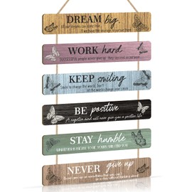 HPUINB Inspirational Quotes Wall Art,Motivational Decor Family Wall Art Wood,Rainbow Office Motivational Wall Art for Nursery,Positive Wall Decorations For Kids Bedroom Decor (Dream big)