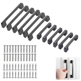 lbxtswpl Kitchen Cabinet Handles, 12PCS Cabinet Handles, Brushed Satin Nickel Cabinet Pulls Center Cabinet Hardware Aluminum Kitchen Cabinet Door Handles Pull (2 Size 96mm, 128mm Black)