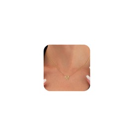 ZAULER Butterfly Necklace for Women, Dainty 14K Gold Plated Butterfly Pendant Necklace Simple Cute Necklaces for Women Trendy