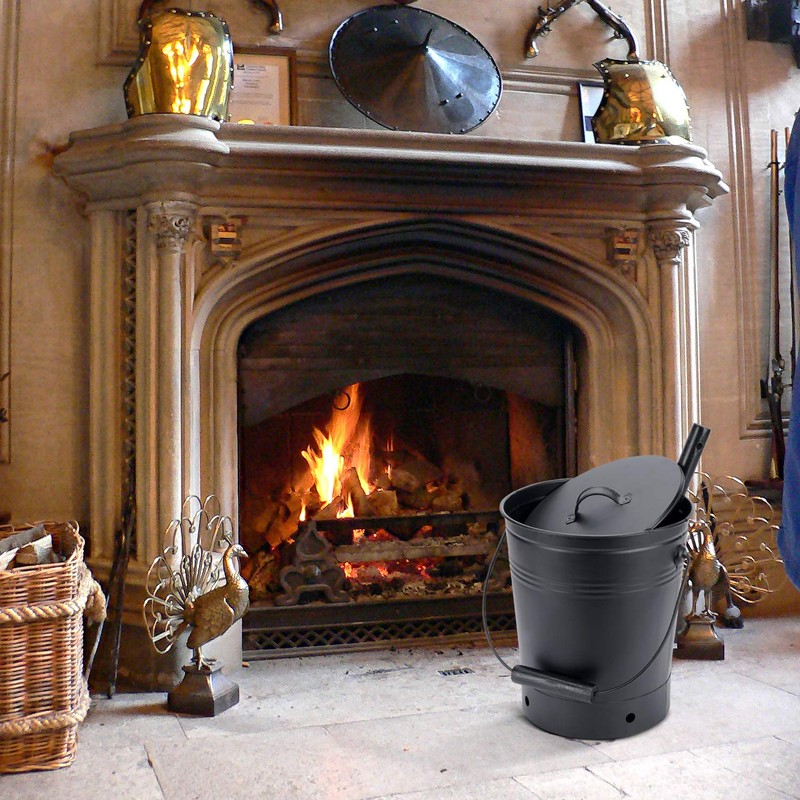 INNO STAGE Ash Bucket with Lid and Wood Handle Coal