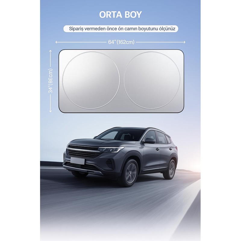 Araba Ön Cam Güneşlik Kolay Katlanabilir (150cm x 70cm) -
