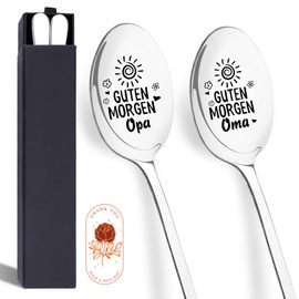 Grandma and Grandpa Gift, Pack of 2 Gifts Coffee Spoons with Engraving, Stainless Steel Tea Spoon for Best Grandparents for Father's Day, Mother's Day, Father's Day Gift for Grandpa, Mother's Day