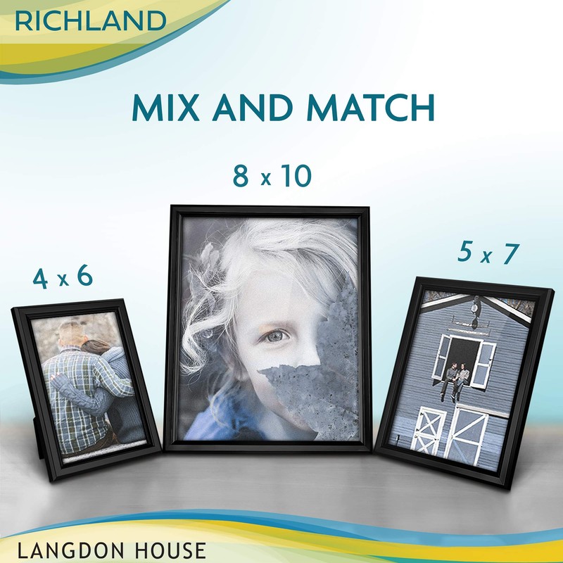 Langdon House 8x10 Picture Frames Set (Black, 6 Pack) Distinguished