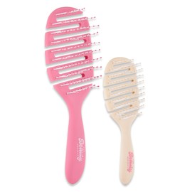 2 Pack Detangling Brush for All Wet or Dry Hair Types - Pain-Free Brushing, Vented Hair Brush - Lightweight Handle - Mommy and Me Brush Set (Crimson Sand)