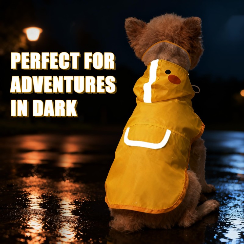 Scheppend Dog Raincoat,Adjustable Waterproof Cloak Pet Hooded Raincoat Jacket,Cute Yellow