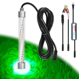 XXK F2 110V &12V Underwater Fishing Light 100W 10000lm Bright Fish Attracting Light for Boat Docks Kayaks at Night, Submersible Green Light for Crappie Snook Bass Squid Bait Catfish(16.4ft Cord)