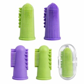JOVYTH Spazzolino da Denti per Cane Spazzolino da Denti per Gatto，Set da 4 Spazzolini da Dita con Scatola di Ripostiglio，Pulizia Dentale Delicata per Cani e Gatti，Efficace Rimozione della Placca