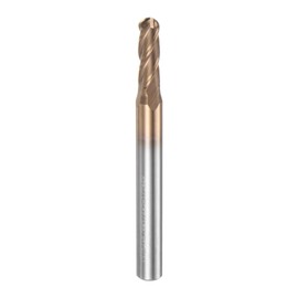 sourcing map Ball Nose End Mill 4 Flute 13/64" Diameter 1/4" Shank Tungsten Carbide Spiral CNC Router Bits 5/8" Cutting Length Single End Ball Cutting Tool for Carving Engraving Grinding