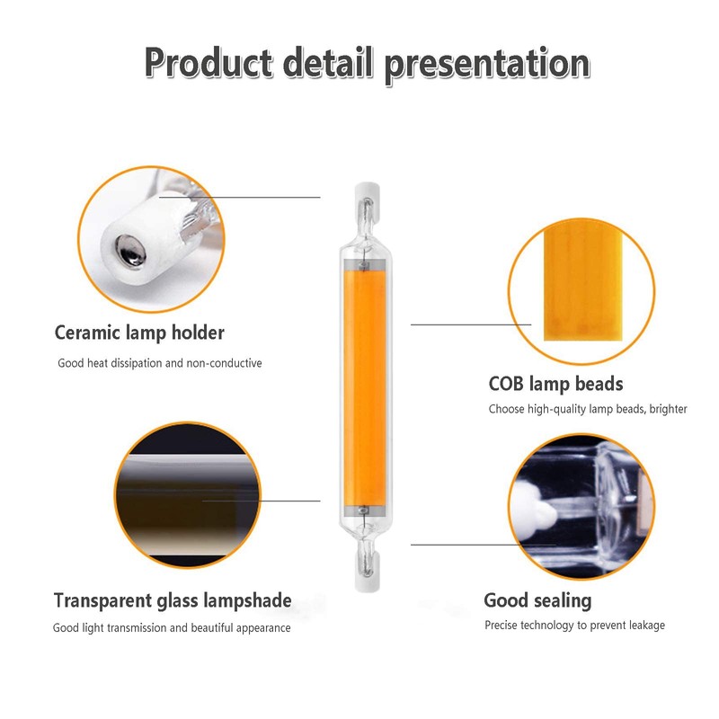 Dimmable 118MM R7S COB LED Bulbs, 20W J Type 118MM