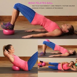 YiYFiT 2pcs Soft Pilates Ball,25cm Small Exercise Ball Anti Burst Yuga Ball Mini Barre Ball Stability Ball for Pilates,Yuga,Physical Therapy,Fitness Workout Women Gift(Pink and Blue)