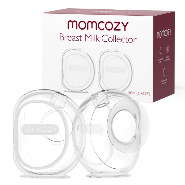 Momcozy Milk Collector for Breastmilk, Pea Breastfeeding Milk Catchers with Flange More Fit & Soft, Silicone Milk Collector Reusable Breast Milk Shells 1.4oz/40ml, 2 Pack