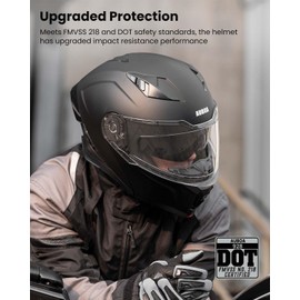 AUBOA Modular Motorcycle Helmets for Adults Men Women Dual Visor Flip up Full Face Dot Helmet Casco Moto Model 928 (Matte Black, XL)