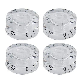 FLEOR Set of 4 Guitar Speed Knobs Barrel Hat Black Letter for LPs & SG, Clear