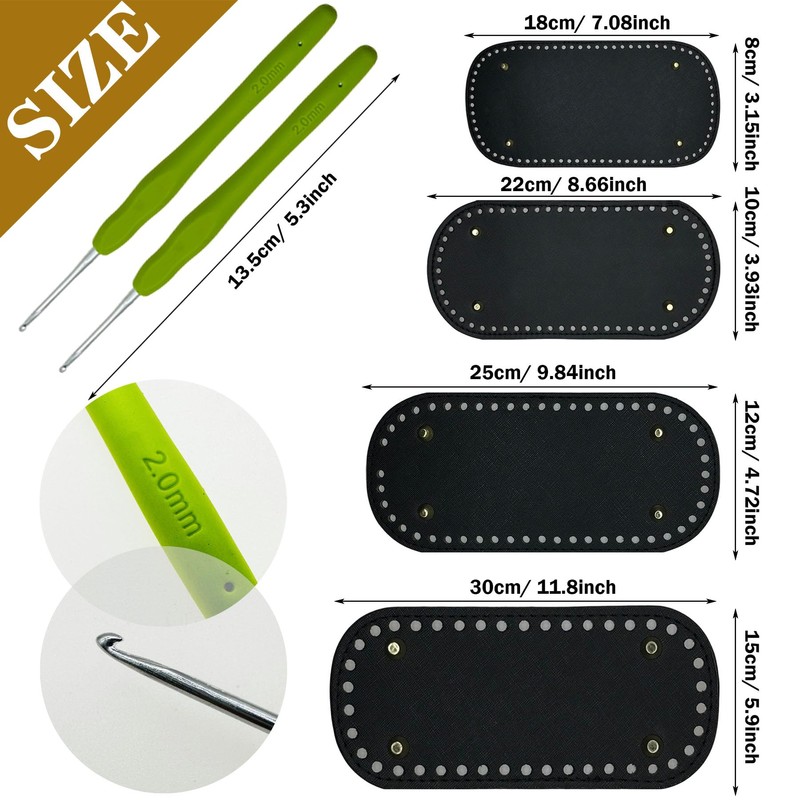 Yayatty Pack of 7 Black Bag Base for Crochet and