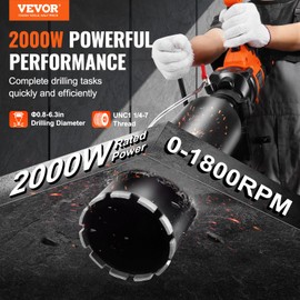VEVOR 2 in1 Handheld & Stand-Mount Core Drill, 0.8-6.3in Drilling Diameter, 2000W Concrete Core Drill, Variable Speed, 220V, Hammer Drill