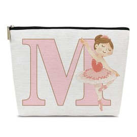 Dance Gifts for Women, Ballet Initial M Makeup Bag Gift For Daughter, Inspirational Dance Competition Gift, Dance Teacher Appreciation Gift Dancer Gift, Adorable Sister Dance Recital Gift, Letter M