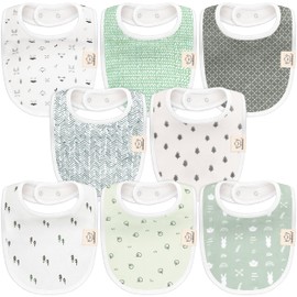 8-Pack Organic Baby Bibs for Boys, Girls - Soft Cotton Drooling and Teething Baby Bibs, Baby Girl Bibs, Baby Boy Bibs, Baby Drool Bibs for Baby Girl, Boy, Newborn Infant Bibs(Nordic)