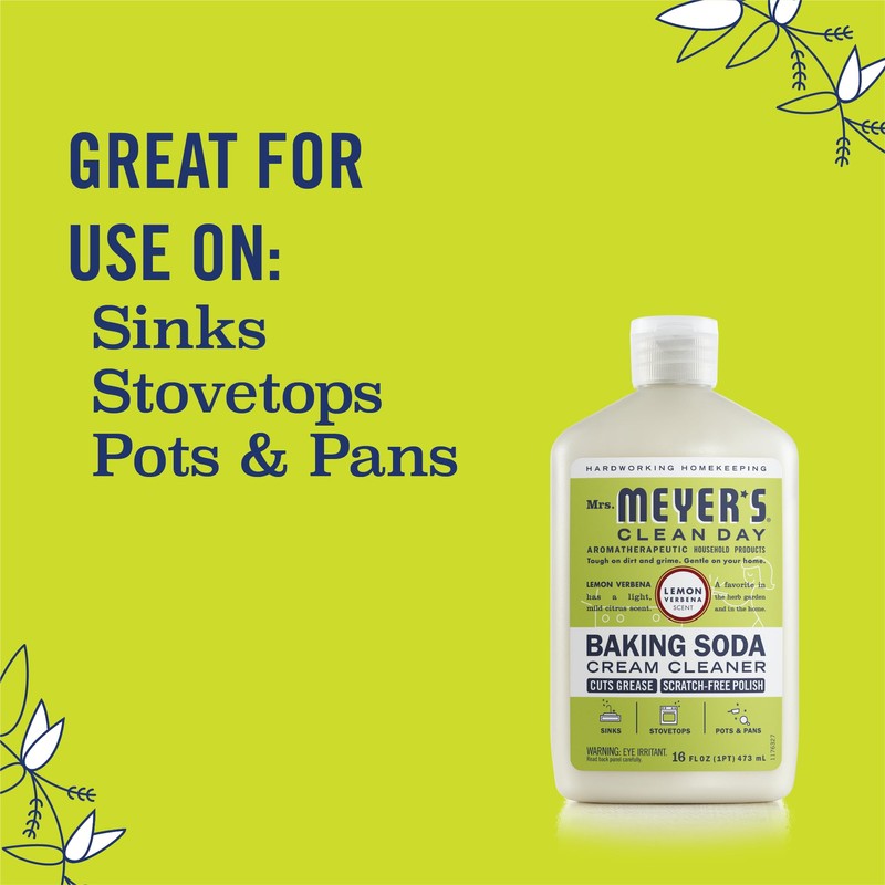 MRS. MEYER'S CLEAN DAY Baking Soda Cream Cleaner, Cuts Grease,