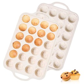 Biubumtu 2 Pack Silicone Muffin Pan, 24 Cups Silicone Cupcake Pan With Reinforced Stainless Steel Frame Inside, Nonstick Baking Cupcake Molds for Baking, Confetti